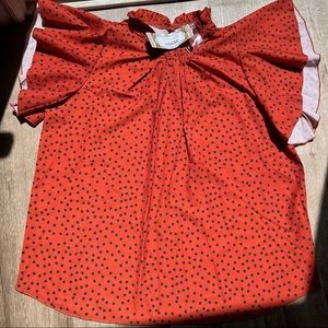 NWT BOOHOO RED POLKA DOT SHIRT